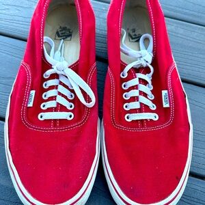 Vans Red Canvas Low-Top Sneakers